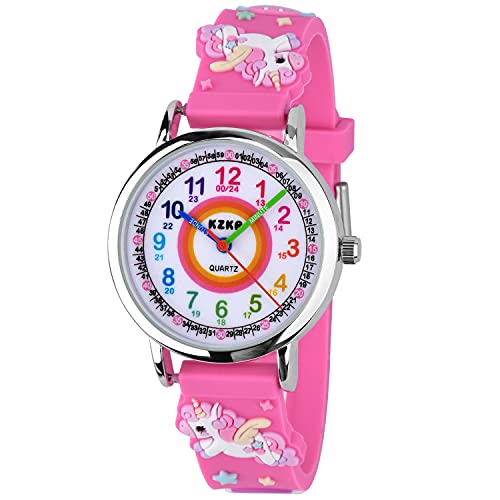 KZKR 3D Kinderuhr Mädchenuhr (Rosa 01) von KZKR