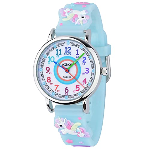 KZKR 3D Kinderuhr Mädchenuhr Sport Armbanduhr Silikon Quarz Analog Lernuhr Geschenk Uhr von KZKR