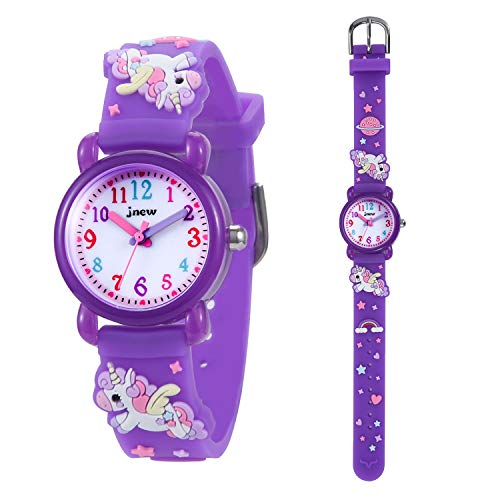 KZKR 3D Kinderuhr Mädchenuhr Sport Digital Armbanduhr Silikon Quarz Analog Lernuhr Geschenk Uhr (Lila) von KZKR
