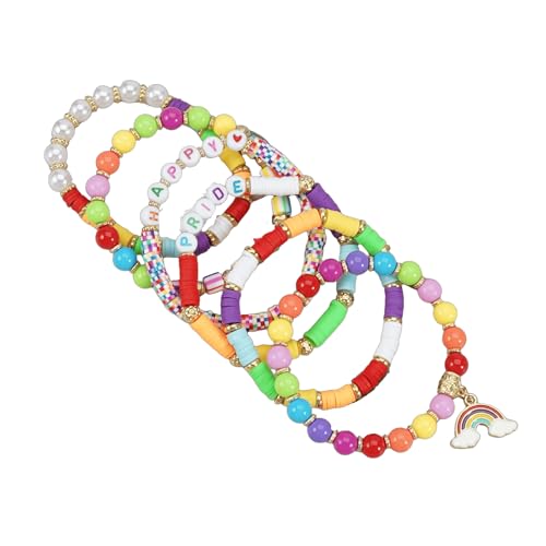 KZL Regenbogen-Armband mit Perlen, Stretch-Armband, Liebesgewinnt, Herz-Buchstaben-Charm-Armbänder, Vinyl-Scheibe, Ton, stapelbares Armband-Set für Frauen, Pride-Monat-Parade-Schmuck, 4.8cm, Vinyl KZL Regenbogen-Armband mit Perlen, Stretch-Armband, Liebesgewinnt, Herz-Buchstaben-Charm-Armbänder, Vinyl-Scheibe, Ton, stapelbares Armband-Set für Frauen, Pride-Monat-Parade-Schmuck, 4.8cm, Vinyl von KZL