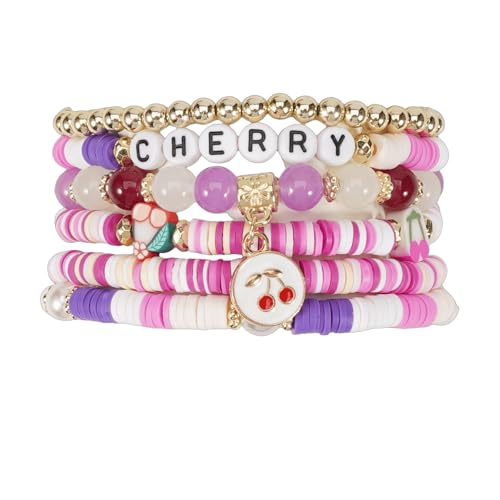 KZL Sommer-Surfer-Heishi-Armband-Set für Frauen, böhmische tropische Früchte, Ton, Perlen, Stretch-Armband, stapelbar, Ananas, Erdbeere, Banane, Avocado, Kirsche, Charms, elastisches Armband, Schmuck KZL Sommer-Surfer-Heishi-Armband-Set für Frauen, böhmische tropische Früchte, Ton, Perlen, Stretch-Armband, stapelbar, Ananas, Erdbeere, Banane, Avocado, Kirsche, Charms, elastisches Armband, Schmuck von KZL