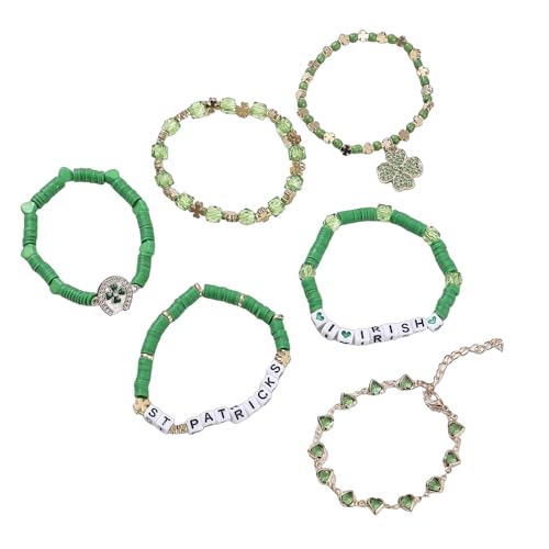 KZL St. Patrick's Day Armband-Set für Damen und Herren, irisches Kleeblatt, Heishi-Surfer-Perlen, Stretch-Armbänder, stapelbar, Glücksklee-Hut, Emaille, Charm-Armbänder, Urlaub, Party, Schmuck KZL St. Patrick's Day Armband-Set für Damen und Herren, irisches Kleeblatt, Heishi-Surfer-Perlen, Stretch-Armbänder, stapelbar, Glücksklee-Hut, Emaille, Charm-Armbänder, Urlaub, Party, Schmuck von KZL