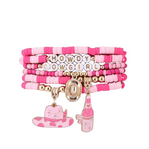 KZL Surfer-Heishi-Armband-Set für Damen, Western-Cowgirl-Perlen, Stretch-Armband, Bohemian-Hut, Stiefel, Bierflasche, Discokugel, stapelbare Charm-Armbänder, Sommer, Strandschmuck, 4.8cm, Vinyl, Achat KZL Surfer-Heishi-Armband-Set für Damen, Western-Cowgirl-Perlen, Stretch-Armband, Bohemian-Hut, Stiefel, Bierflasche, Discokugel, stapelbare Charm-Armbänder, Sommer, Strandschmuck, 4.8cm, Vinyl, Achat von KZL