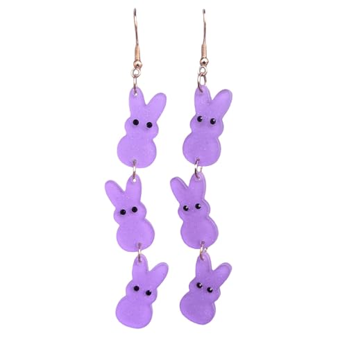 Niedliche, lustige Osterhasen-Ohrringe aus Acryl für Damen, Cartoon-Tier-Hase, bunte Glitzer-Ohrringe, Frohe Ostern, Urlaub, Schmuck, Geschenk, Zink Acryl, Kein Edelstein von KZL