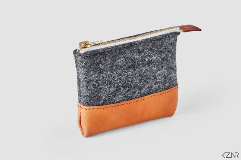 Filz Leder Kopfhörer Kleine Tasche Handarbeit von KZNR