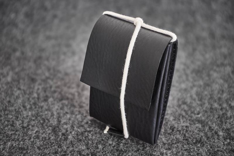 Handgenähte Geldbörse Einfach Mir Minimal/Schwarz Handarbeit von KZNR