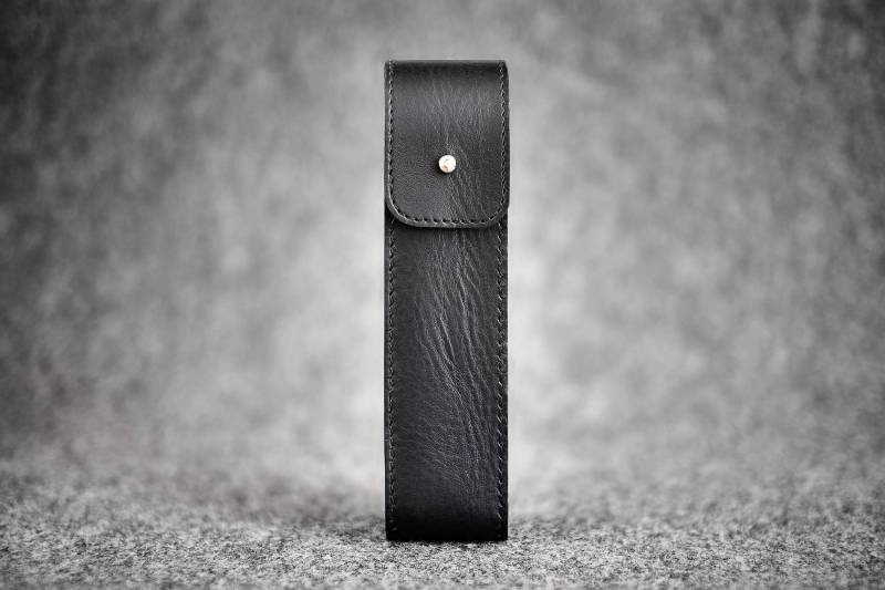 Leder Pen Bleistift Etui Tasche Box Halter Schwarz Hand Gemacht Kznr von KZNR