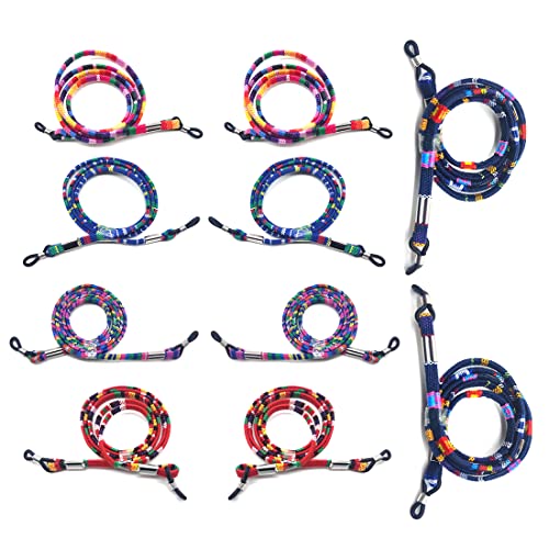 10 Stück Bunte Brillenbänder Brillenkette,Grobe Brillenband,Kinder Halter Schnur Brillen Band Damen und Herren Brillenkordel für Sportbrillen,Sonnenbrillen,Lesebrillen Brillen Kette Lanyard von KZTHA