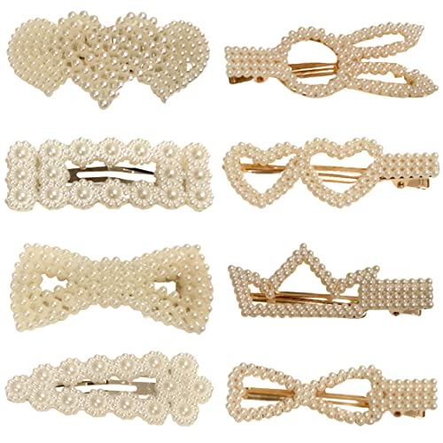 KZTHA 8 Stück Perlen und Acrylharz Haarspangen handgefertigte Haarspangen Bobby Pins Glitzer Kristall geometrische Haarnadel elegante goldene Haar-Accessoires Geschenke für Frauen Mädchen von KZTHA