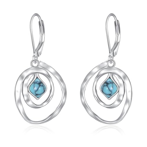 KZX Türkis Ohrringe für Frauen 925 Sterling Silber Türkis Ohrringe Vintage Spirale Schmuck Geschenk für Frauen Liebhaber Ehefrau von KZX