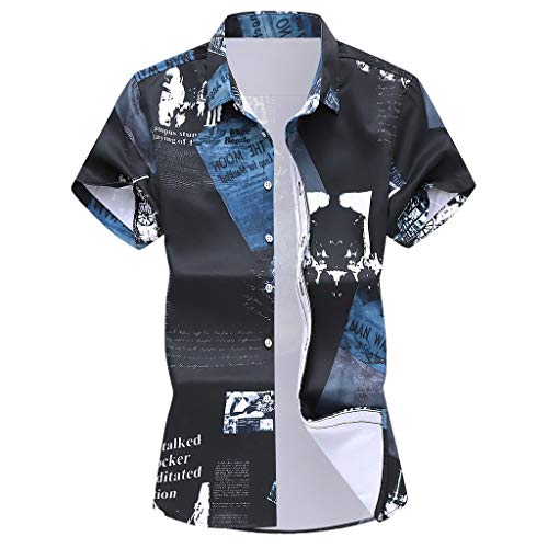 KZXITIRY Hawaii Hemd Herren T Shirts Männer Hawaiihemd Strandhemd Floral Blumenmuster Kurzarm Beach Hemden Lose fit Bequemes Resort Freizeithemden Button Down Kurzarmhemd Funky Look für Karneval Party von KZXITIRY