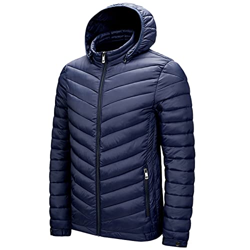 KZXITIRY Herren Daunenjacke Hooded Steppjacke Übergangsjacke Windbreaker Stehkragen Winterjacke mit Abnehmbarer Kapuzen Outdoorjacke Komfortabel Thermojacke Warm Halten Mantel Stepp Jacke M-4XL von KZXITIRY