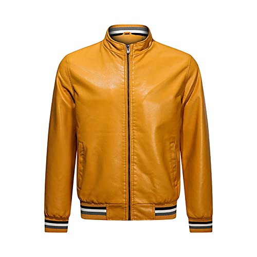 KZXITIRY Herren Motorradjacke Lederjacke Männer Stehkragen Winterjacke Winter Übergangsjacke Warme Bequem Bomberjacke Herbstjacke Full Zip Winddicht Baseball Jacke Bikerjacke M-4XL von KZXITIRY