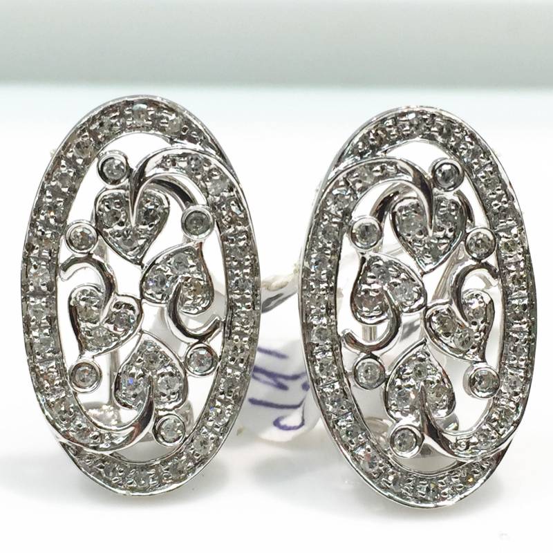 14K Weißgold Blätter Und Reben in Diamant Ohrringe von KaLaiWong