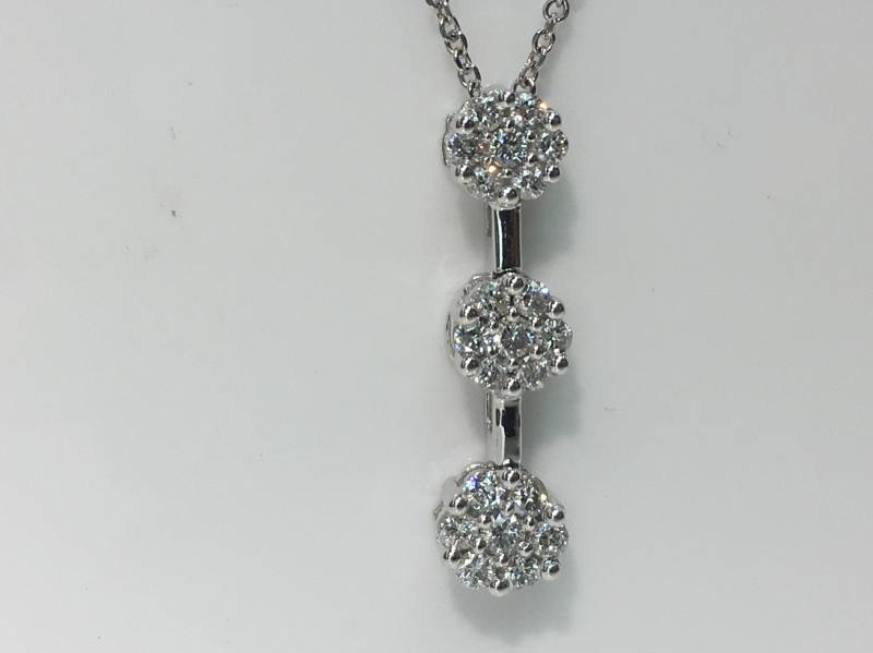 Diamant Cluster Anhänger Mit Kette in 14K Weißgold, Anhänger, Fancy Cluster, Past Present Future von KaLaiWong