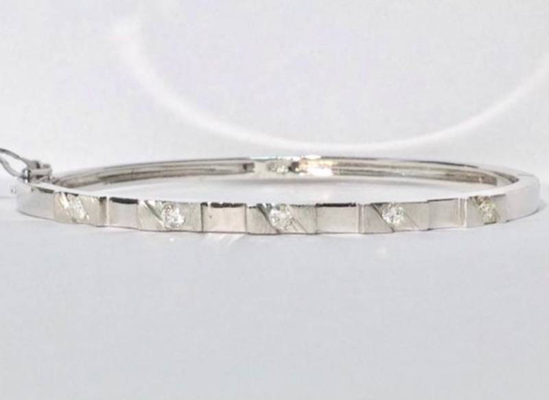 Handgemachte Weißgold Und Diamant Armreif, Gold Armreif Armband von KaLaiWong