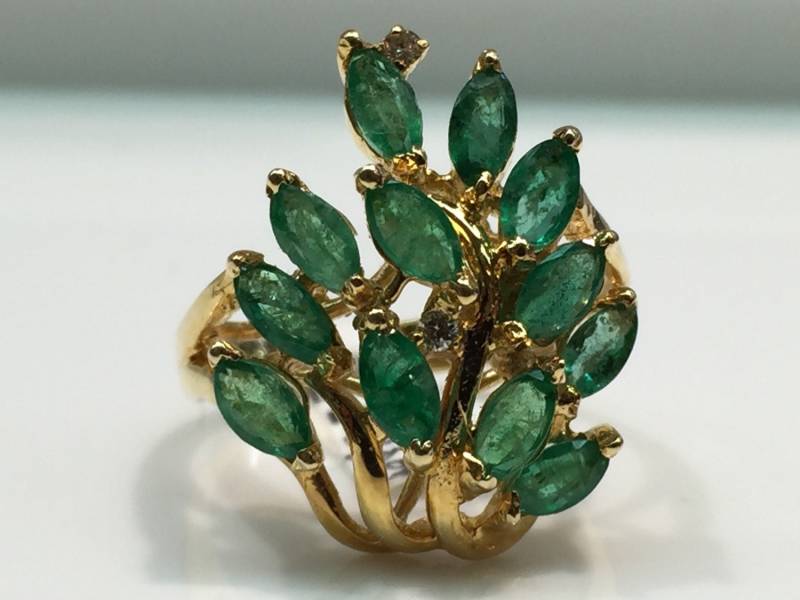 Smaragd Und Diamant Ring Aus 585Er Gold, Vintage von KaLaiWong