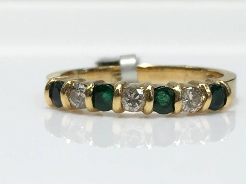 Smaragd Und Diamant Ring in 14K Gold, Vintage von KaLaiWong