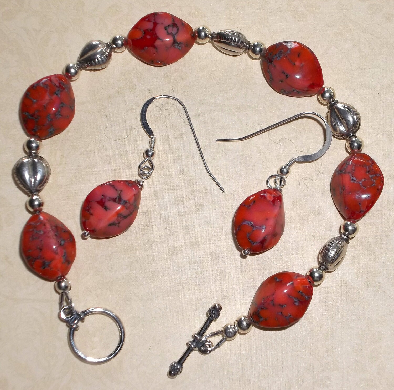 Glasperle & Sterling Silber Armband Und Ohrring Set Glasperle & Sterling Silber Armband Und Ohrring Set von KaMariDesigns