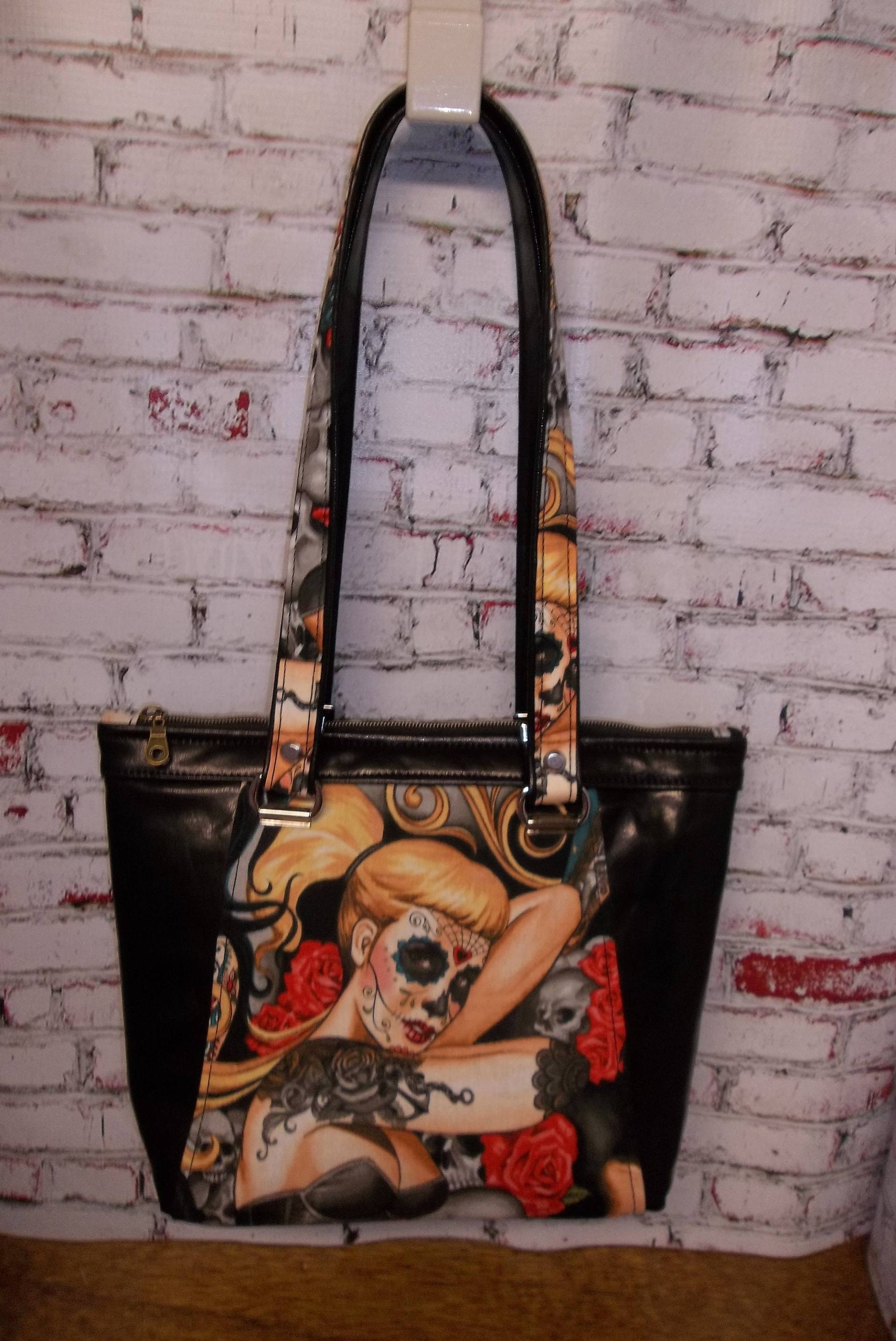 Schwarze Leder Und Stoff/Las Elegante/ Handtasche/Geldbörse Schwarze Leder Und Stoff/Las Elegante/ Handtasche/Geldbörse von KaMariDesigns