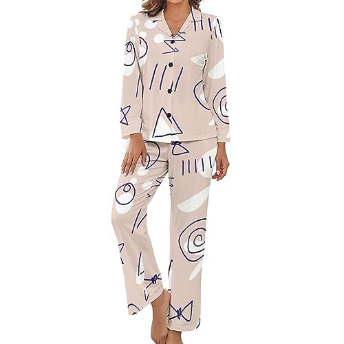 KaRFRi Schlafanzug Damen Pyjama Set Hervorragende Qualität Zweiteiliger Langarm Nachtwäsche Sleepwear Und Pyjamahose Loungewear Hausanzug L von KaRFRi