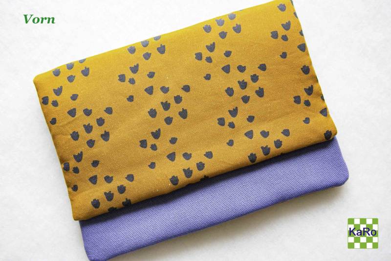 Mutterpasshülle Mit 2 Fächer , Mutterpass Hülle, Stoff Schutzhülle Geschenk Schwangerschaft, Gelb/Blau von KaRoVonKathrin