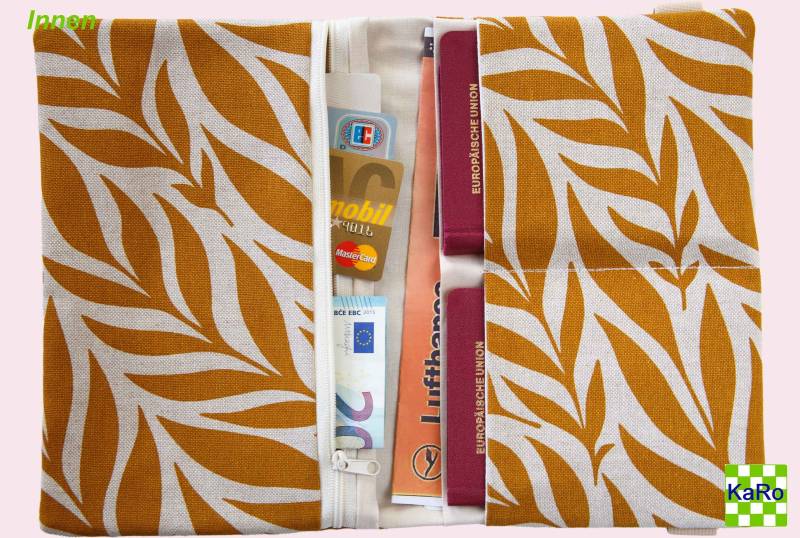 Reiseetui/Reisepassetui Reiseorganizer Reisepasshülle Familie 4 Personen Dokumentenhülle Versandfertig Senf-Gelb von KaRoVonKathrin