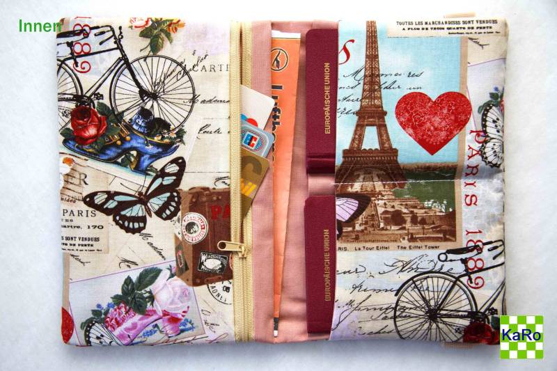 Reiseetui/Reisepassetui Taschenorganizer Reisepasshülle Fam. 4 Personen Paris Versandfertig von KaRoVonKathrin