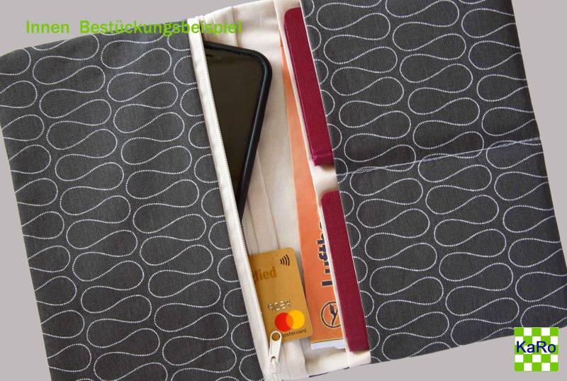 Reiseetui/Reisepassetui Taschenorganizer Reisepasshülle Für Die Familie 4 Personen Dokumentenhülle Versandfertig Anthrazit von KaRoVonKathrin