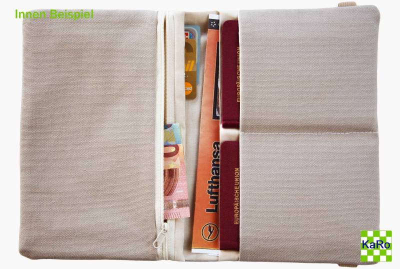 Reiseetui/Reisepassetui Taschenorganizer Reisepasshülle Für Die Familie Dokumentenhülle Hell Beige Versandfertig von KaRoVonKathrin