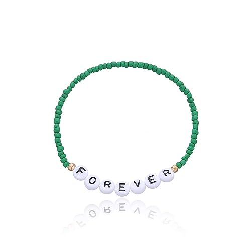 KaTiak Personalisiertes Armband, Damenarmband, handgefertigte Perlenarmbänder mit Acryl-Buchstaben, Damen und Mädchen, einfacher Handschmuck (Color : Green) von KaTiak