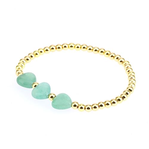 KaTiak Personalisiertes Armband, herzförmiges Edelstein-vergoldetes Perlen-Kettenarmband for Damen und Mädchen, Persönlichkeitsschmuck (Color : Green) von KaTiak