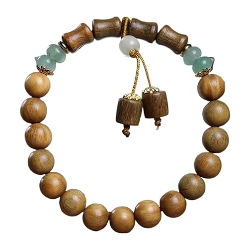 KaTiak Rosenkranz, Vintage grünes Sandelholz-Bambusknoten-Armband, hölzerne Buddha-Perlen, Mala-Gebetsperlen, Meditationsarmband von KaTiak