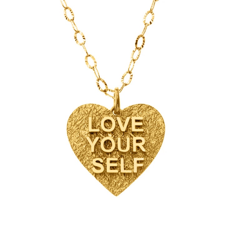 Liebe Dich Selbst || Herz Halskette Gold Aussagekräftiger Schmuck Selbstliebe Selbstpflege von Kabartsy