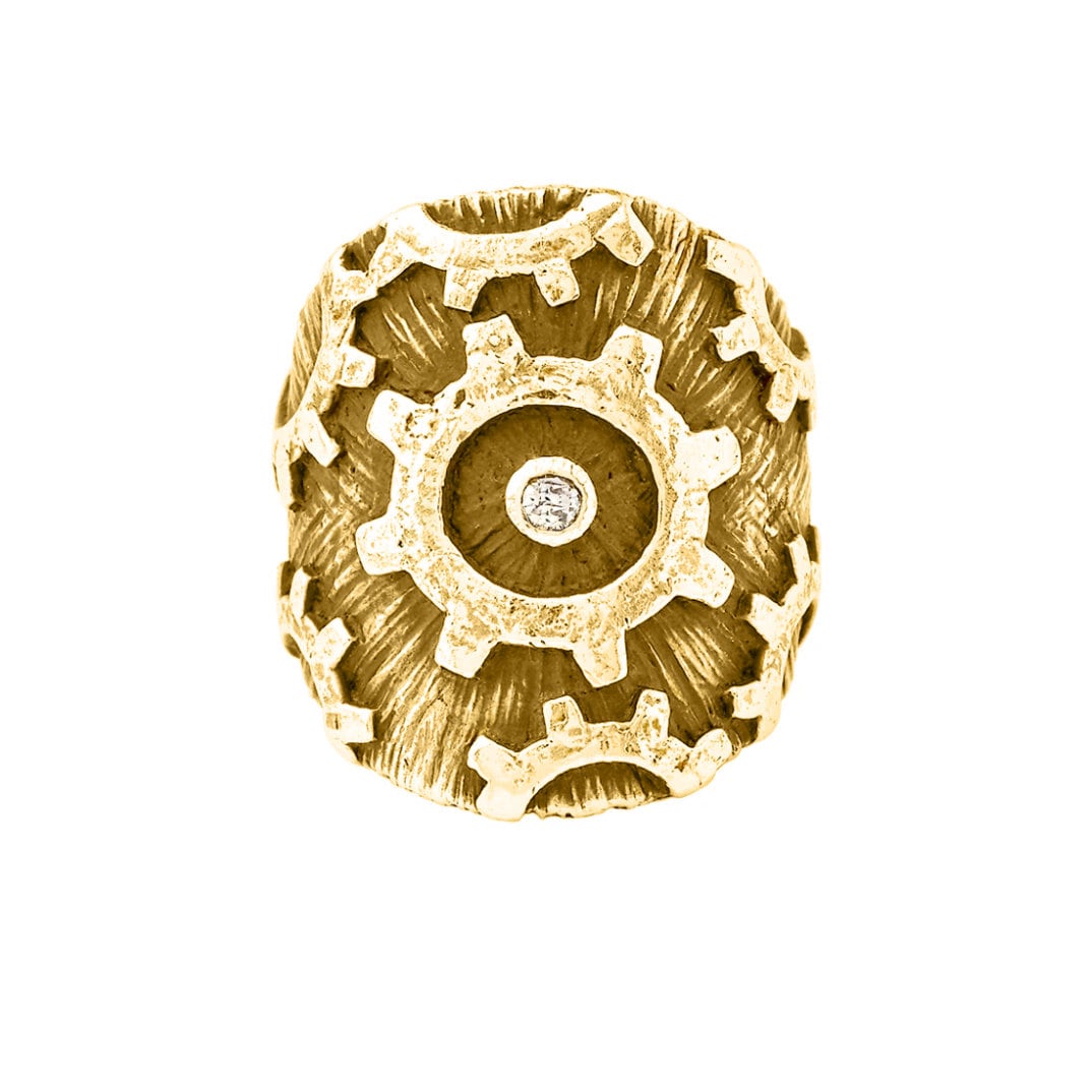 Überfluss Denkweise || Männer Goldring Großer Herren Gold Und Diamant Ring von Kabartsy