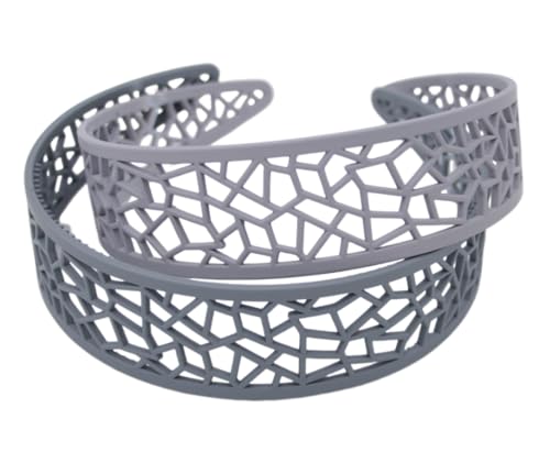 Kabelife 2 Stück 3 CM Haarreifen Kunststoff Breit Haarreif Stirnbänder mit Zähnen harte Haarbänder Haarschmuck für Damen Mädchen(2 Grau, Breit) von Kabelife