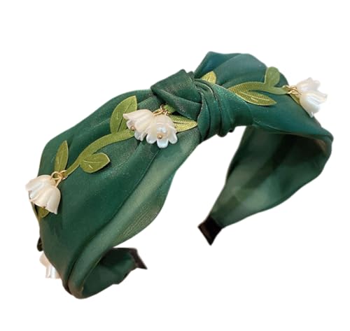 KABELIF Breiter Haarreif mit Blumen Stirnbänder Kopfband Wunderschön Haarschmuck für Damen Mädchen (Grün) von Kabelife