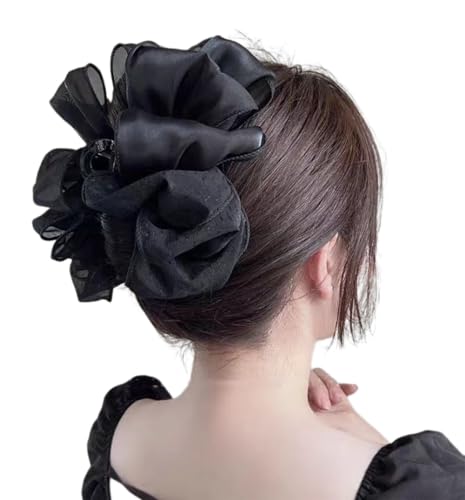 Kabelife Damen Haarklammern Blumen Haarspangen Pferdeschwanz-Halter Dutt Chignon-Halter Haarschmuck(A-Schwarz) von Kabelife
