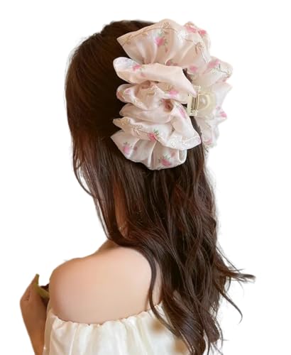 KABELIF Damen Haarklammern Blumen Haarspangen Pferdeschwanz-Halter Dutt Chignon-Halter Haarschmuck (Blumen-Pink) von Kabelife