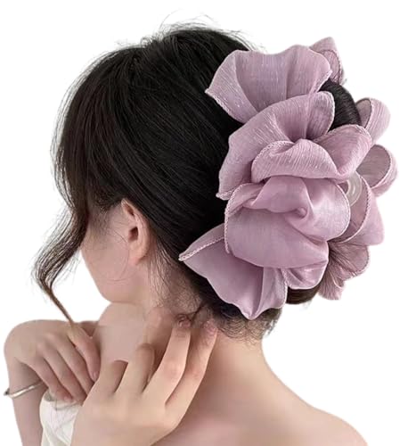 KABELIF Damen Haarklammern Blumen Haarspangen Pferdeschwanz-Halter Dutt Chignon-Halter Haarschmuck (Lila) von Kabelife