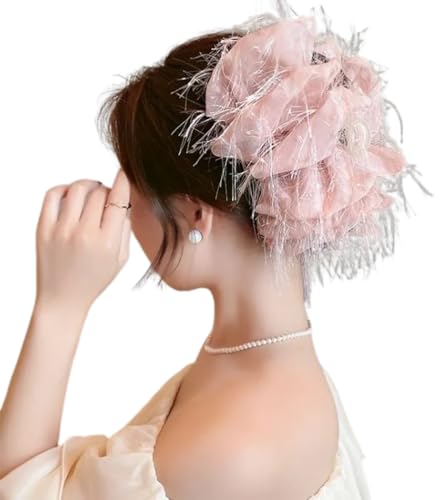 KABELIF Damen Haarklammern Blumen Haarspangen Pferdeschwanz-Halter Dutt Chignon-Halter Haarschmuck (Pink) von Kabelife