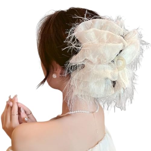 KABELIF Damen Haarklammern Blumen Haarspangen Pferdeschwanz-Halter Dutt Chignon-Halter Haarschmuck (Weiß) von Kabelife