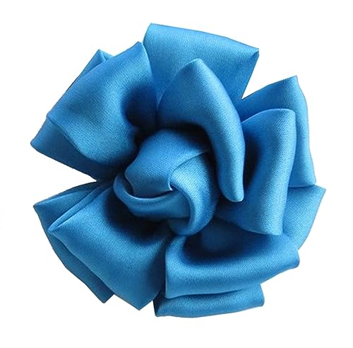 KABELIF Damen Seide Blume Brosche,Blume Ansteckblume, Blume Haarspange, Haarclip Blume, Rosen Haarnadeln Haarblume Haarblüte Haarschmuck (Blau) von Kabelife