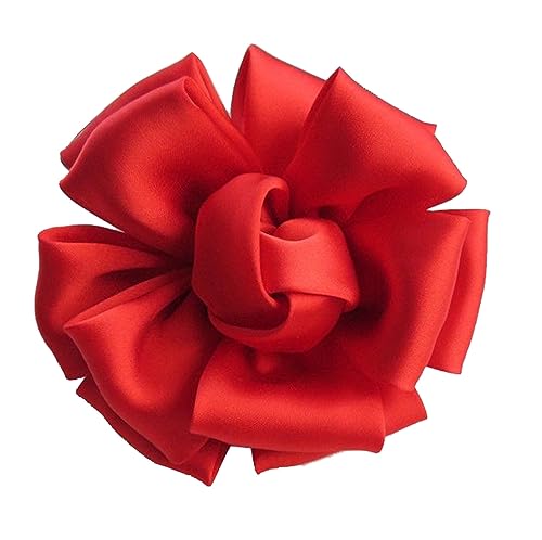 KABELIF Damen Seide Blume Brosche,Blume Ansteckblume, Blume Haarspange, Haarclip Blume, Rosen Haarnadeln Haarblume Haarblüte Haarschmuck (Rot) von Kabelife