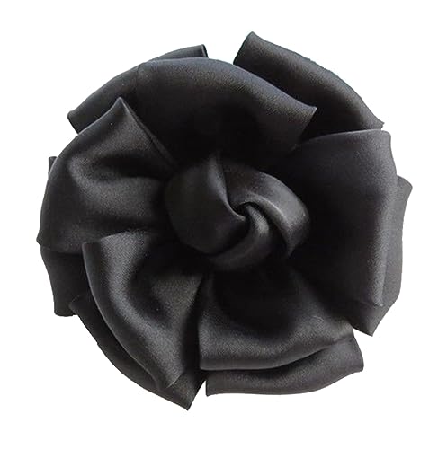 KABELIF Damen Seide Blume Brosche,Blume Ansteckblume, Blume Haarspange, Haarclip Blume, Rosen Haarnadeln Haarblume Haarblüte Haarschmuck (Schwarz) von Kabelife