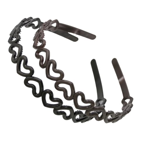 Kabelife 2 Stück 1.6 CM Haarreifen Kunststoff Haarreif Stirnbänder Herz Muster harte Haarbänder Haarschmuck für Damen Mädchen (Schwarz+Dunkelkaffee, Schmal) von Kabelife