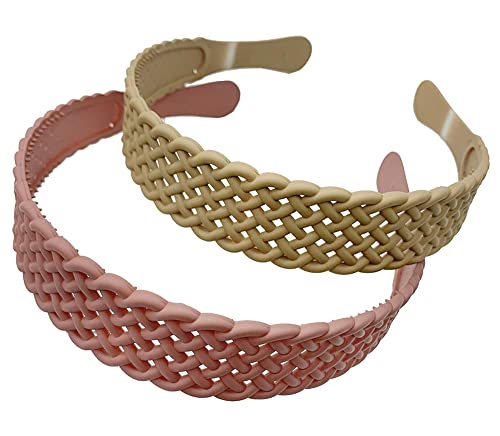 Kabelife 2 Stück 3 CM Haarreifen Kunststoff Breit Haarreif Stirnbänder für Damen und Mädchen mit Zähnen harte Haarbänder (Rot-Gelb, Breit) von Kabelife