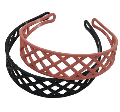 Kabelife 2 Stück 3 CM Haarreifen Kunststoff Breit Haarreif Stirnbänder mit Zähnen harte Haarbänder Haarschmuck für Damen Mädchen (Schwarz+Orange, Breit) von Kabelife