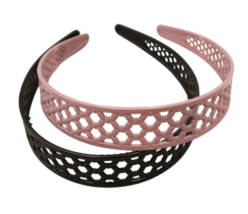 Kabelife 2 Stück 3 CM Haarreifen Kunststoff Breit Haarreif Stirnbänder mit Zähnen harte Haarbänder Haarschmuck für Damen Mädchen (Schwarz+Pink, breit) von Kabelife