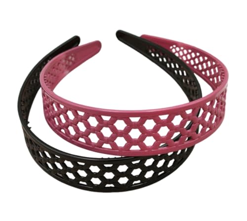 Kabelife 2 Stück 3 CM Haarreifen Kunststoff Breit Haarreif Stirnbänder mit Zähnen harte Haarbänder Haarschmuck für Damen Mädchen (Schwarz+Rot, breit) von Kabelife